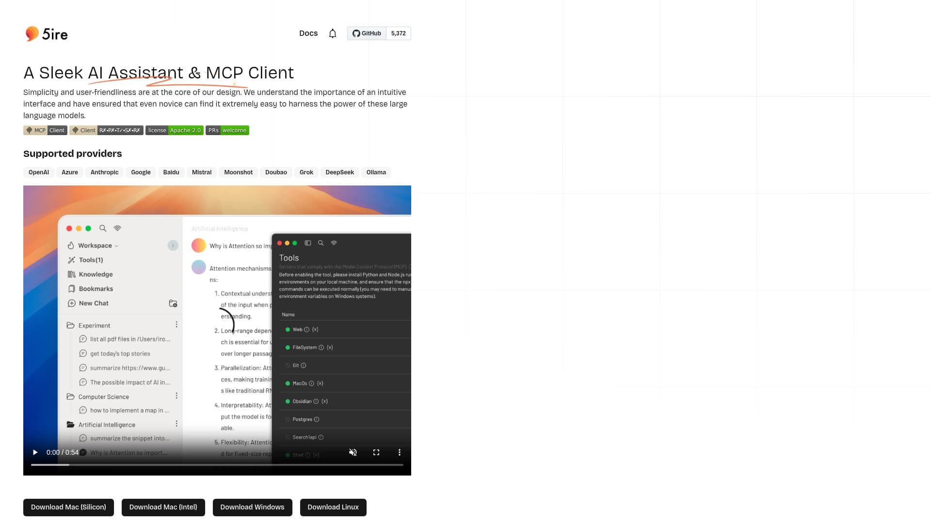 Screenshot of the 5ire website
