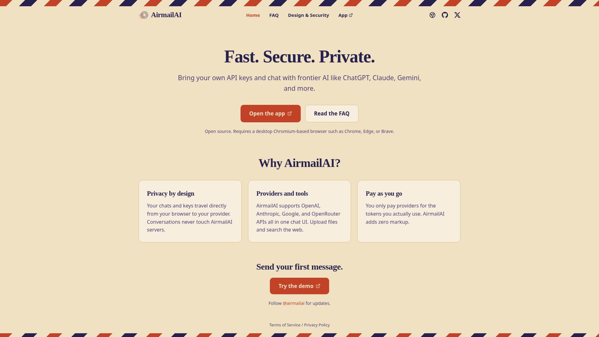 Screenshot of the AirmailAI website