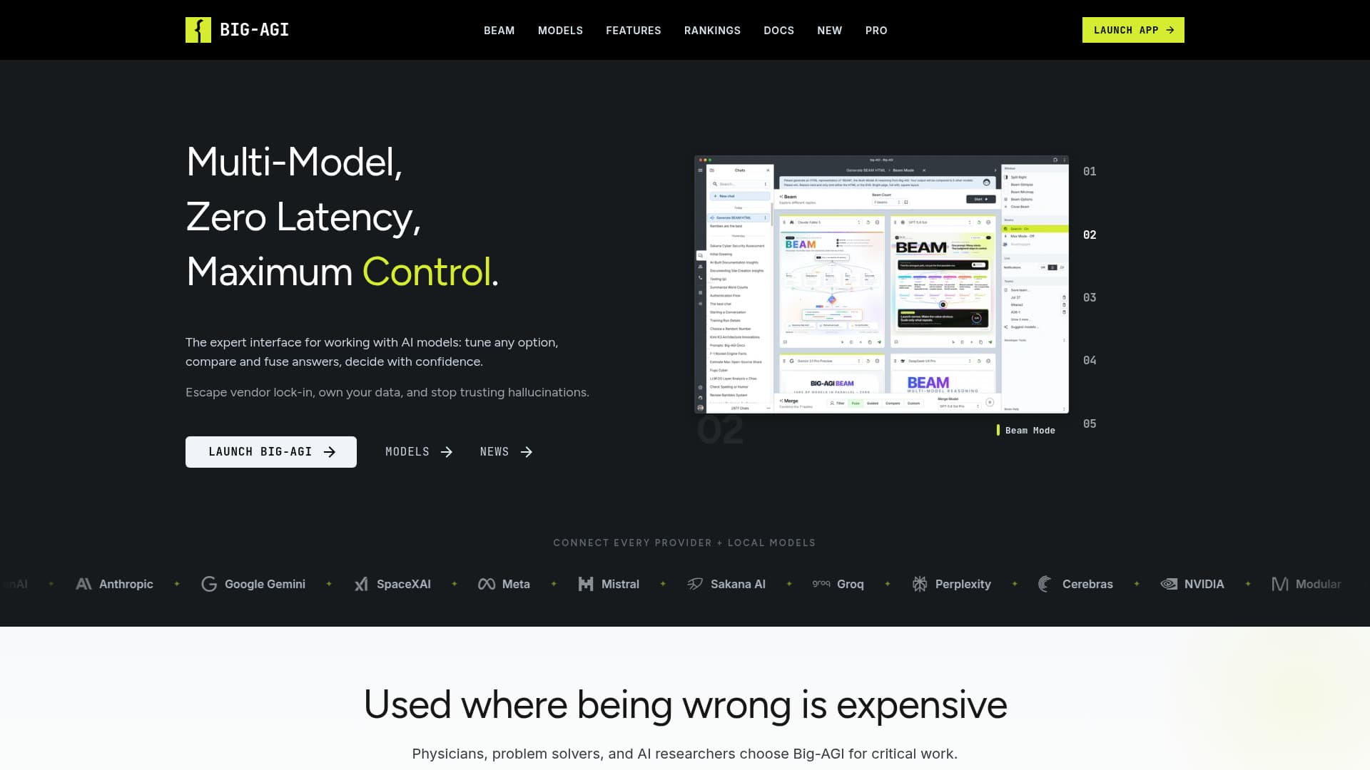 Screenshot of the big-AGI website