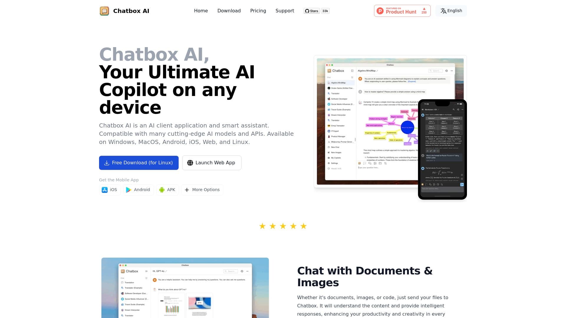 Screenshot of the Chatbox AI website