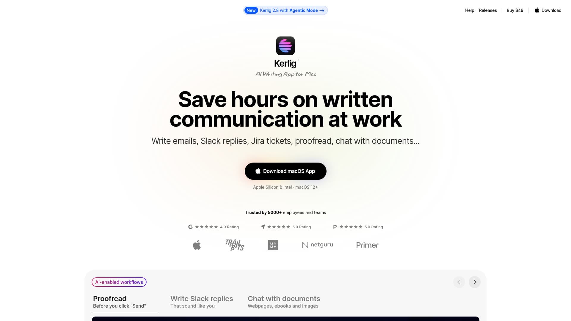 Screenshot of the Kerlig website
