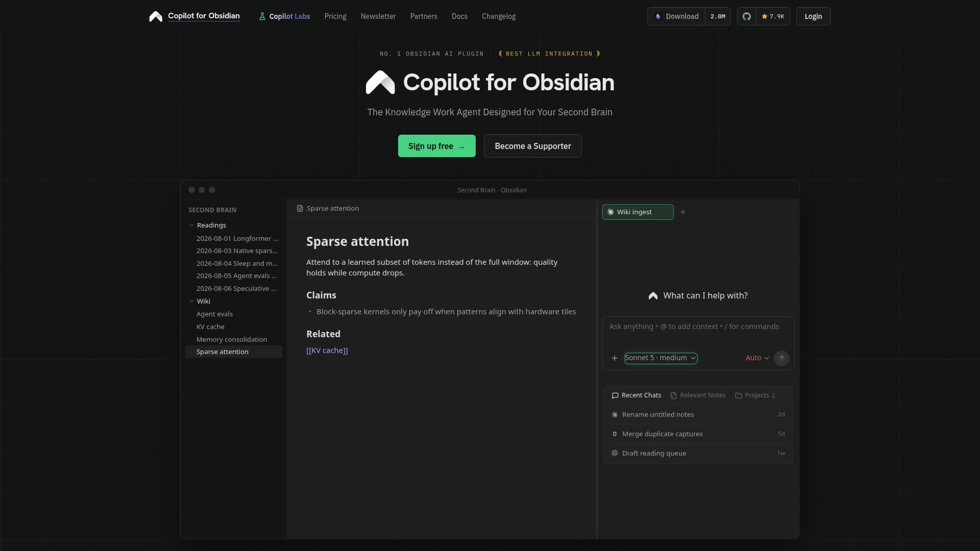 Screenshot of the Obsidian Copilot website