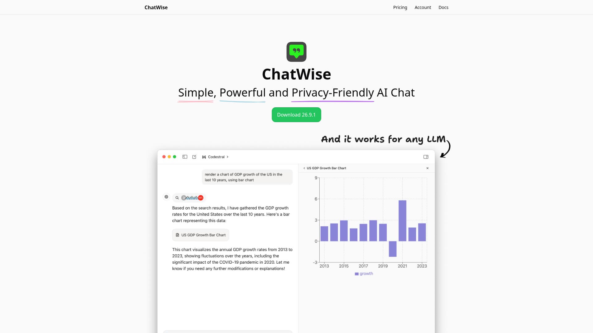 Screenshot of the ChatWise website