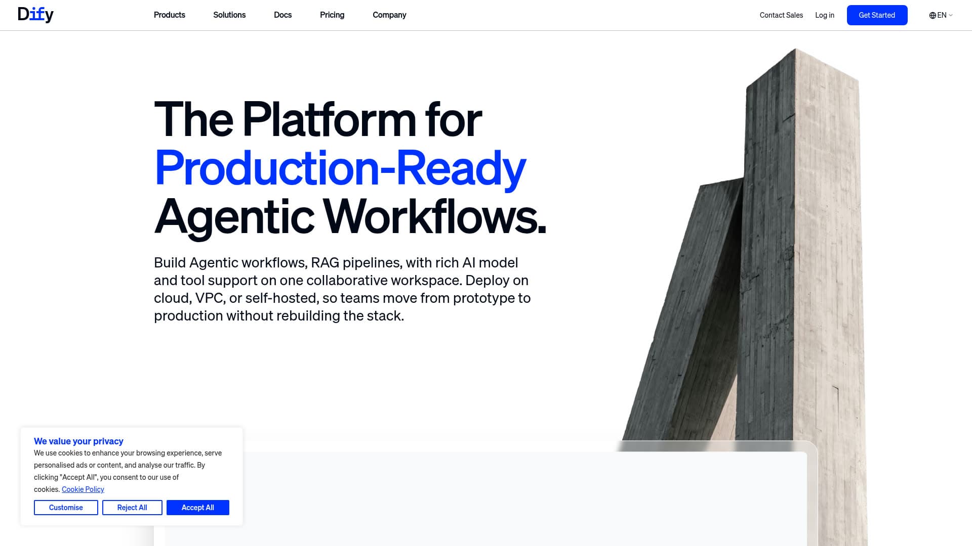 Screenshot of the Dify website