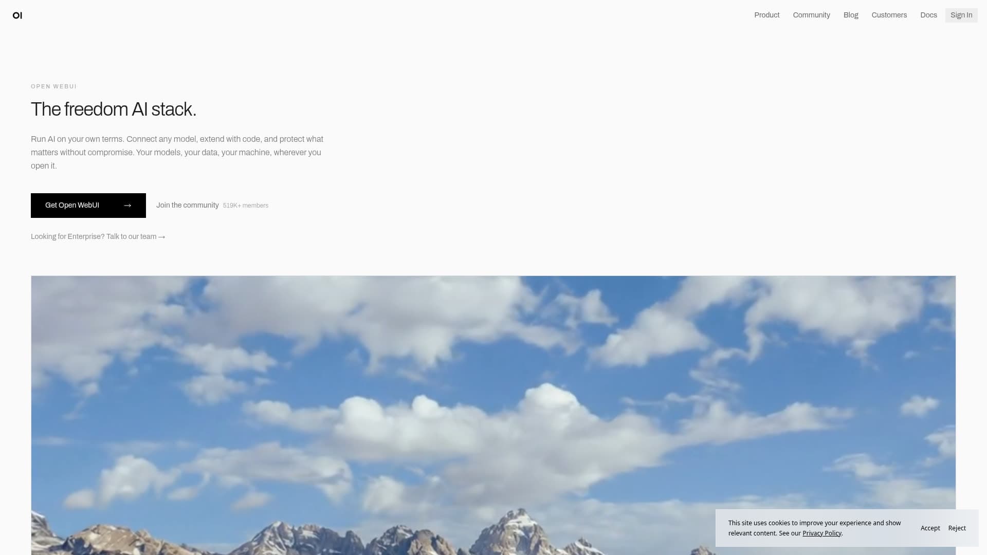 Screenshot of the Open WebUI website