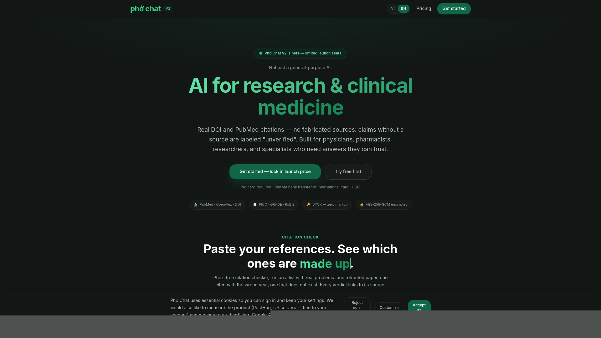 Screenshot of the Phở Chat website