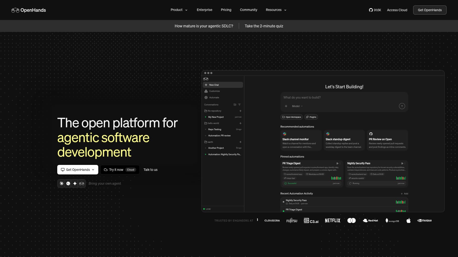 Screenshot of the OpenHands website